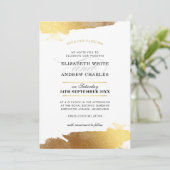 ウェディングモダンINVITE豪華な金ゴールド金縁 招待状 (スタンド正面)