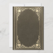 ウェディングモノグラム エレガント ヴィンテージ ゴールド オン ブラック 招待状 (裏面)