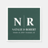 ウェディングモノグラム 花嫁と花婿のイニシャル エレガント スタンダードカクテルナプキン (正面)