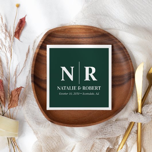 ウェディングモノグラム 花嫁と花婿のイニシャル エレガント スタンダードカクテルナプキン