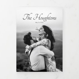 ウェディングユニーク日付の発表を保存 三つ折りクリスマスカード