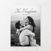 ウェディングユニーク日付の発表を保存 三つ折りクリスマスカード (カバー)