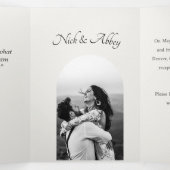 ウェディングユニーク日付の発表を保存 三つ折りクリスマスカード (内部中)