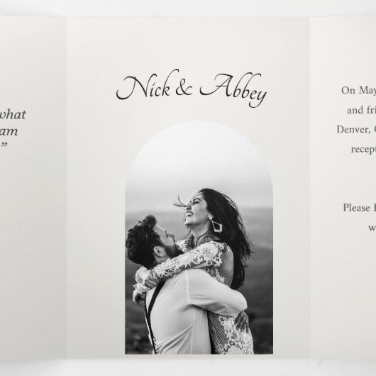 ウェディングユニーク日付の発表を保存 三つ折りクリスマスカード (内部中)