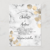 ウェディングユーカリ大理石ゴールド インビテーションポストカード (正面)