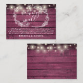 ウェディングライト素朴レッド・ウッド結婚ズ エンクロージャーカード (正面/裏面)