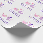 ウェディングラブバードかわいい花嫁新郎名前 ラッピングペーパー (角)