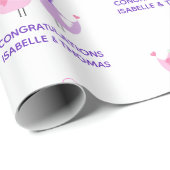 ウェディングラブバードかわいい花嫁新郎名前 ラッピングペーパー (ロールコーナー)