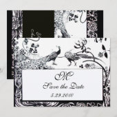 ウェディングラブバードモノグラム 黒と白 招待状 (正面/裏面)