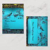 ウェディングラブバード, 黒と白, 青とアクアマリン 名刺 (正面/裏面)