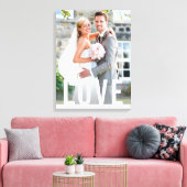 ウェディングラブメモリー シンプル ボールド ホワイト タイプ オーバーレイ キャンバスプリント (インサイチュ (リビング))