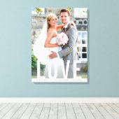 ウェディングラブメモリー シンプル ボールド ホワイト タイプ オーバーレイ キャンバスプリント (インサイチュ (ウッドフロア))