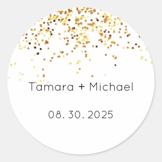 ウェディングラベ結婚ル、の名前の日付シール ラウンドシール (正面)