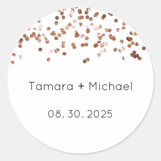 ウェディングラベ結婚ル、の名前の日付シール ラウンドシール (正面)