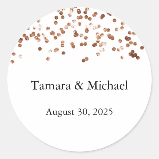 ウェディングラベ結婚ル、の名前の日付シール ラウンドシール (正面)