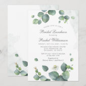 ウェディングランチョン 水彩画 ユーカリ グリーン 招待状 (正面/裏面)