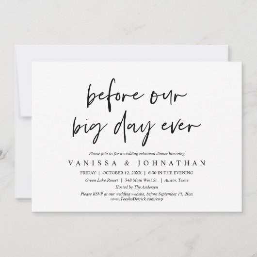 ウェディングリハーサルディナー Before Our Big Day Ever 招待状 (正面)