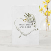 ウェディングリボンとゴールドハートリング カード (黄色い花)