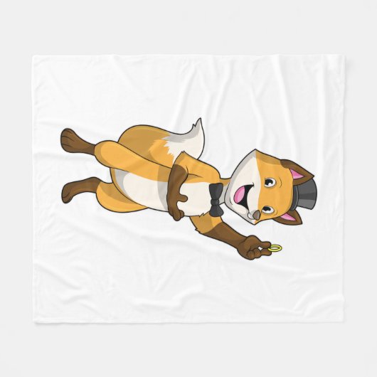 ウェディングリングをつけた花婿としての狐 フリースブランケット (正面(横))
