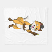 ウェディングリングをつけた花婿の狐 フリースブランケット (正面(横))