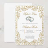 ウェディングリング スペイン語 ウェディング 招待状 (正面/裏面)