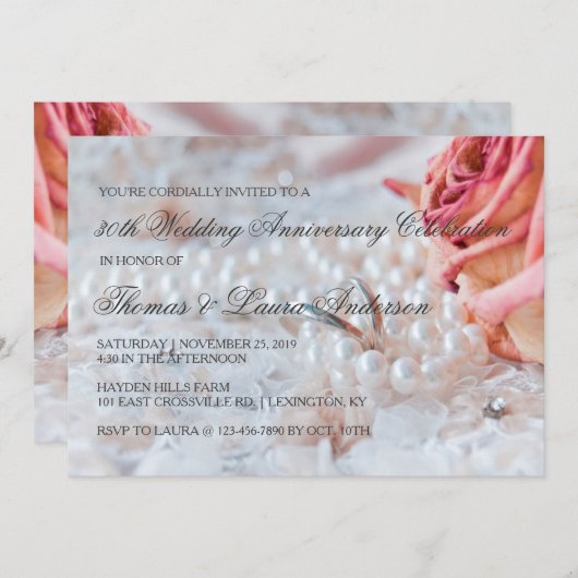 ウェディングリング パール 30周年記念 招待状 (正面/裏面)