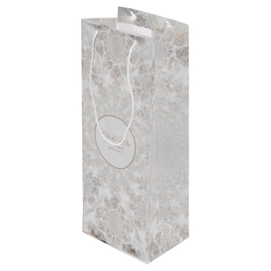 ウェディングレセプショエレガントンホワイト金ゴールドシルバーシンプル ワインギフトバッグ (裏面アングル)