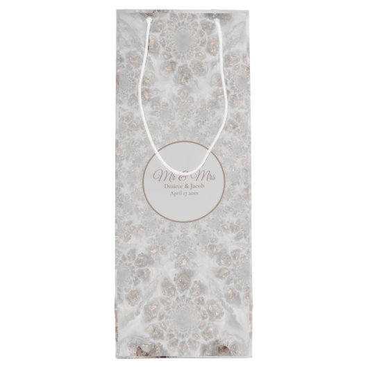 ウェディングレセプショエレガントンホワイト金ゴールドシルバーシンプル ワインギフトバッグ (裏面)