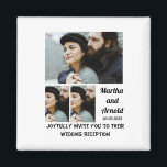 ウェディングレセプショカスタムン3フォトコラージュ マグネット<br><div class="desc">ウェディングカスタムレセプション3 Photo Collage.写真とユニーク結婚式招待状を作成し、このテンプレートを使用して名前と日付を変更結婚する。</div>