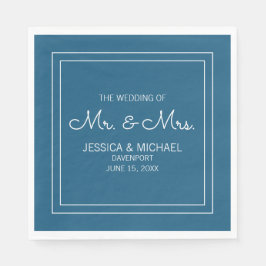 ウェディングレセプショモダンンエレガントシックブルーホワイト スタンダードランチョンナプキン