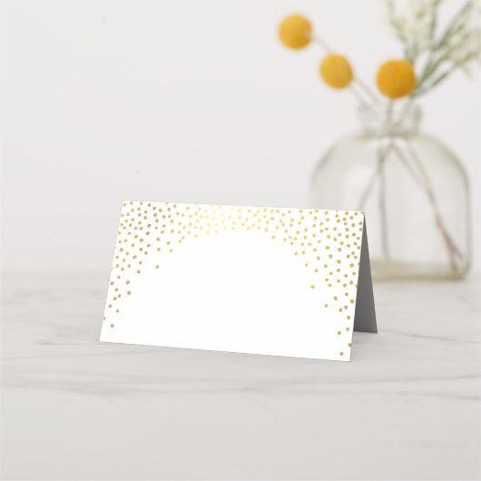 ウェディングレセプショモダンン素朴ミニ金ゴールド紙吹雪 プレイスカード (正面)
