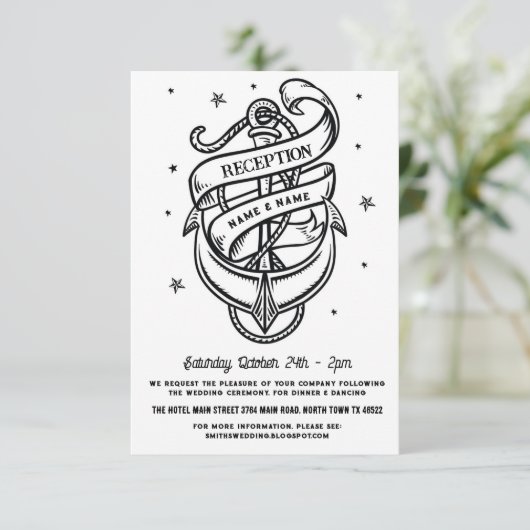 ウェディングレセプションいかりナイフタトゥー伝統的 エンクロージャーカード (スタンド正面)