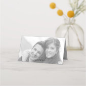 ウェディングレセプションの白黒の写真名 プレイスカード (裏面)