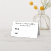 ウェディングレセプションの白黒の写真名 プレイスカード (正面)