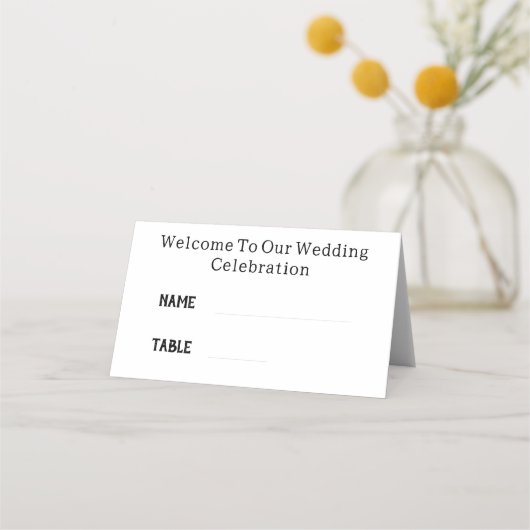 ウェディングレセプションの白黒の写真名 プレイスカード (正面)