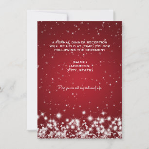 ウェディングレセプションウィンタースパークルレッド 招待状