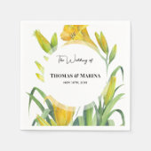 ウェディングレセプションウォーターカラーイエローデイリリー スタンダードカクテルナプキン (正面)