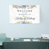 ウェディングレセプションウォーターカラーフローラウェルカムバナー 横断幕 (トレードショー)