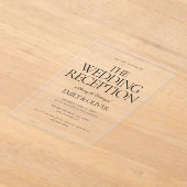 ウェディングレセプションエレガントパーティーブラック文字澄ん アクリル招待状 (レイダウン)