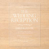 ウェディングレセプションエレガントパーティーホワイト文字澄ん アクリル招待状 (正面)