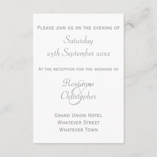 ウェディングレセプションエンクロージャカードシルバートンフライ エンクロージャーカード (裏面)