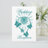 ウェディングレセプションエンクロージャカードティール(緑がかった色)蝶 エンクロージャーカード (スタンド正面)