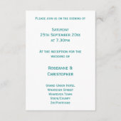 ウェディングレセプションエンクロージャカードティール(緑がかった色)蝶 エンクロージャーカード (裏面)