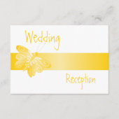 ウェディングレセプションカードイエローバタフライ エンクロージャーカード (正面)