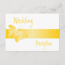 ウェディングレセプションカードイエローバタフライ エンクロージャーカード