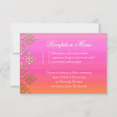 ウェディングレセプションカードインディアンダマスクピンクオレンジ 出欠カード (正面)