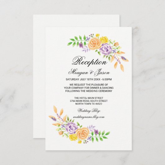 ウェディングレセプションカードフローラ詳細挿入 招待状 (正面/裏面)