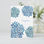 ウェディングレセプションカードブルーウォーターカラーダリア 招待状 (スタンド正面)