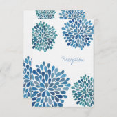 ウェディングレセプションカードブルーウォーターカラーダリア 招待状 (正面/裏面)