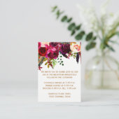 ウェディングレセプションカード – ブルゴーニュフローラ,羽毛 エンクロージャーカード (スタンド正面)